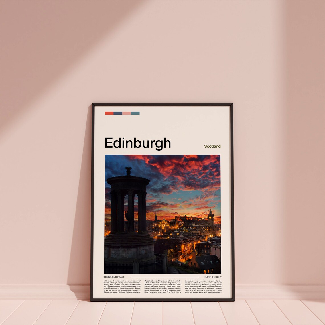 Edinburgh Scotland Calton Hill Sunset Cityscape Skyline Travel Poster - Image 3