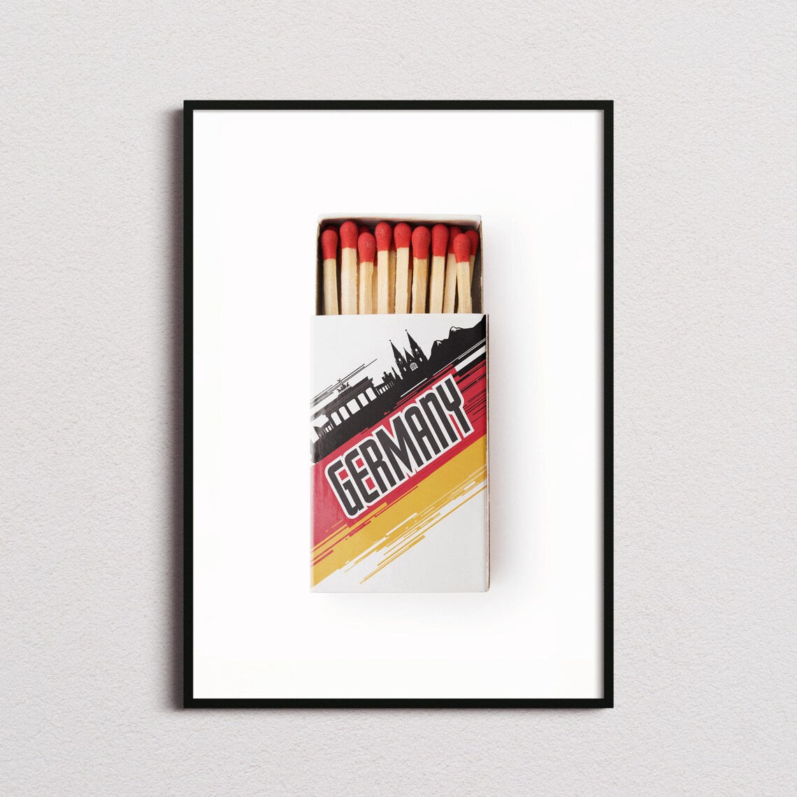 Germany Vintage Matchbox Berlin Skyline Retro Art Travel Poster