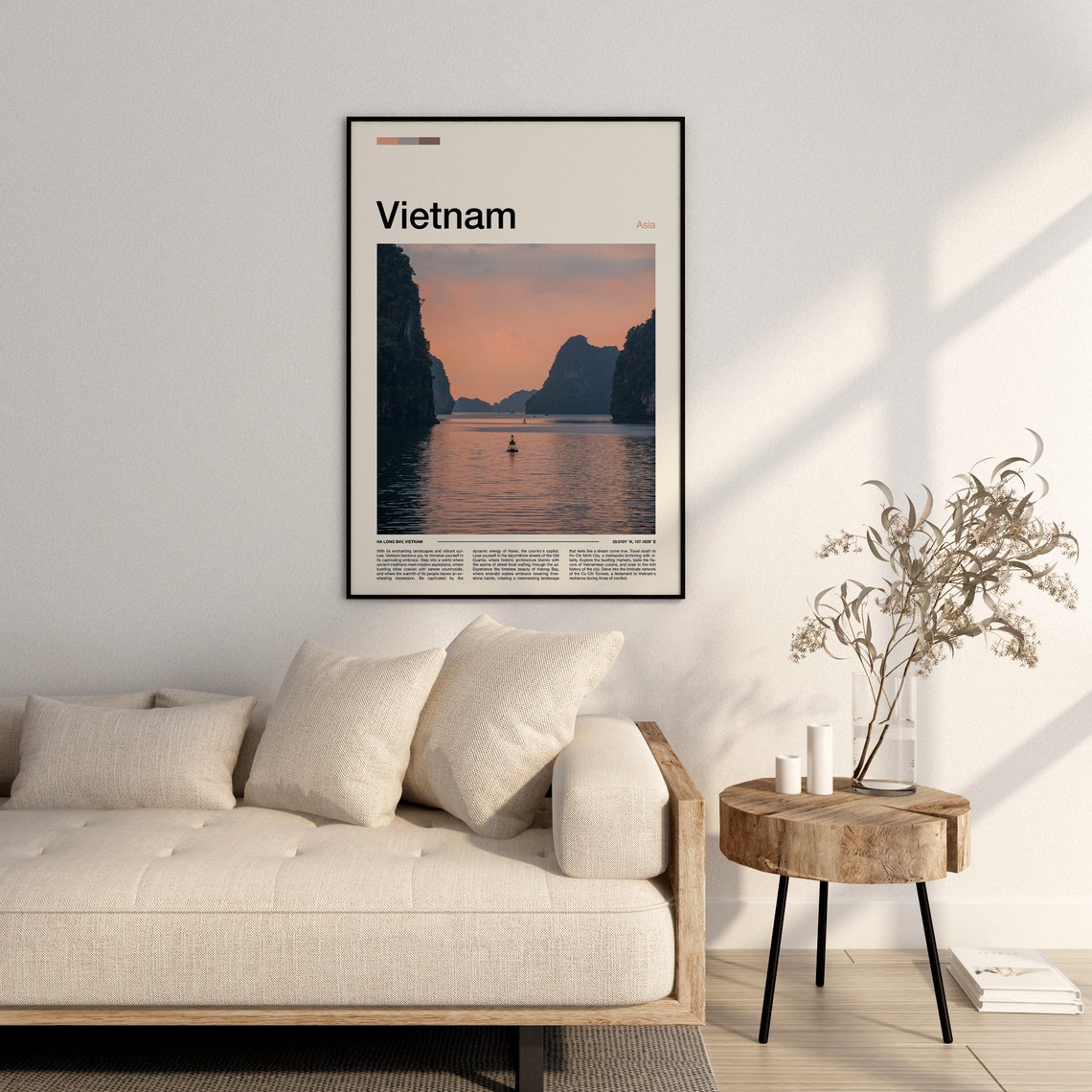 Vietnam Ha Long Bay Limestone Karsts Sunset Seascape Boat Poster - Image 2