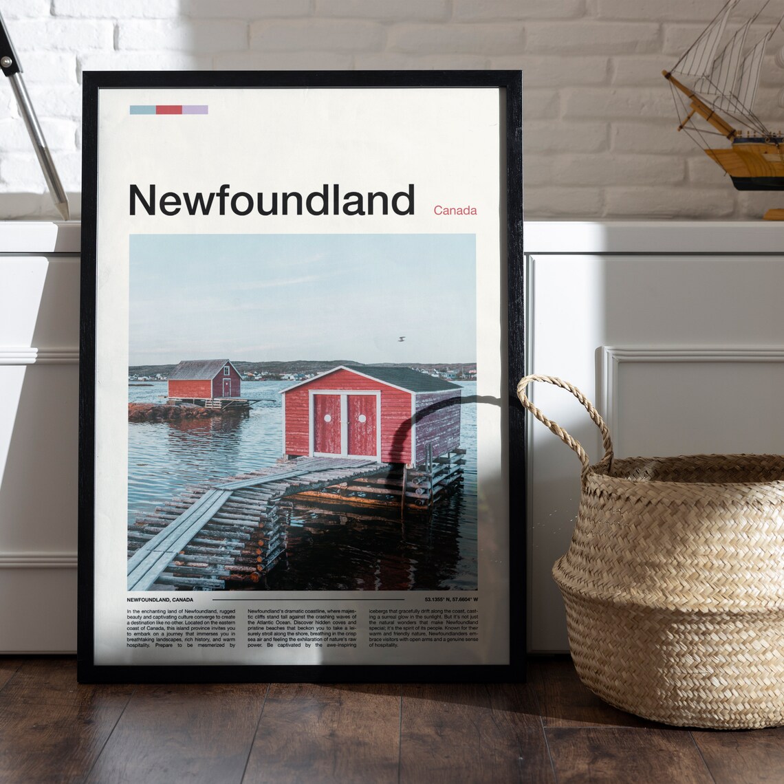 Newfoundland Canada Red Fishing Sheds Harbor Photo Poster Art - Image 5