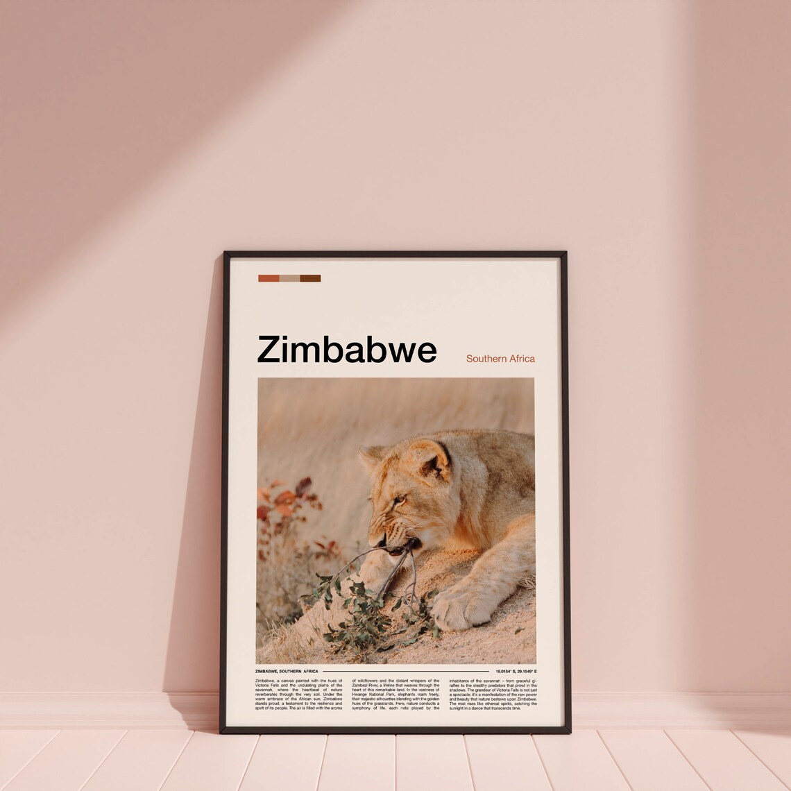 Zimbabwe Southern Africa Young Lion Cub Savanna Wildlife Poster - Image 4