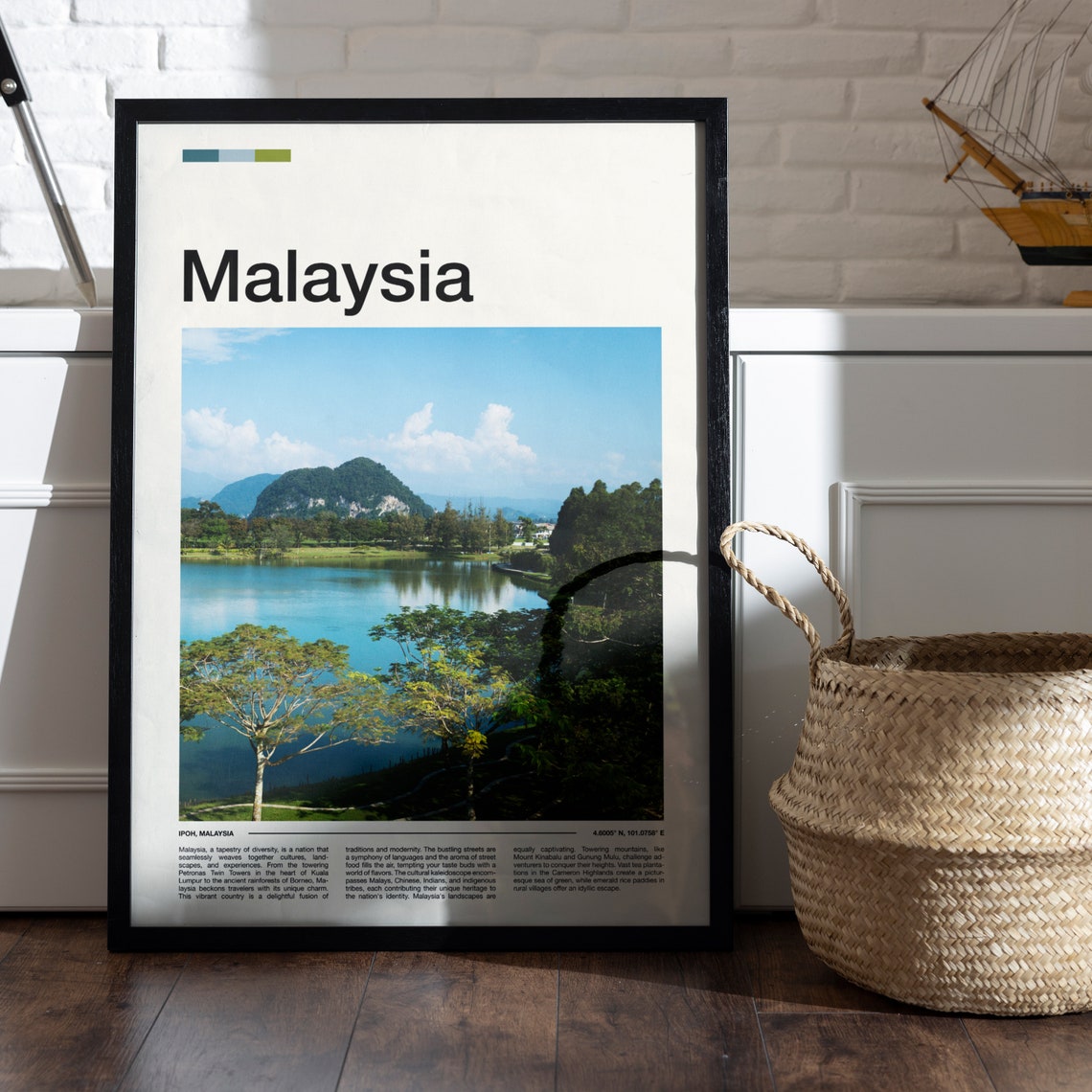 Malaysia Ipoh Lake Limestone Mountain Rain Trees Scenic Poster - Image 5