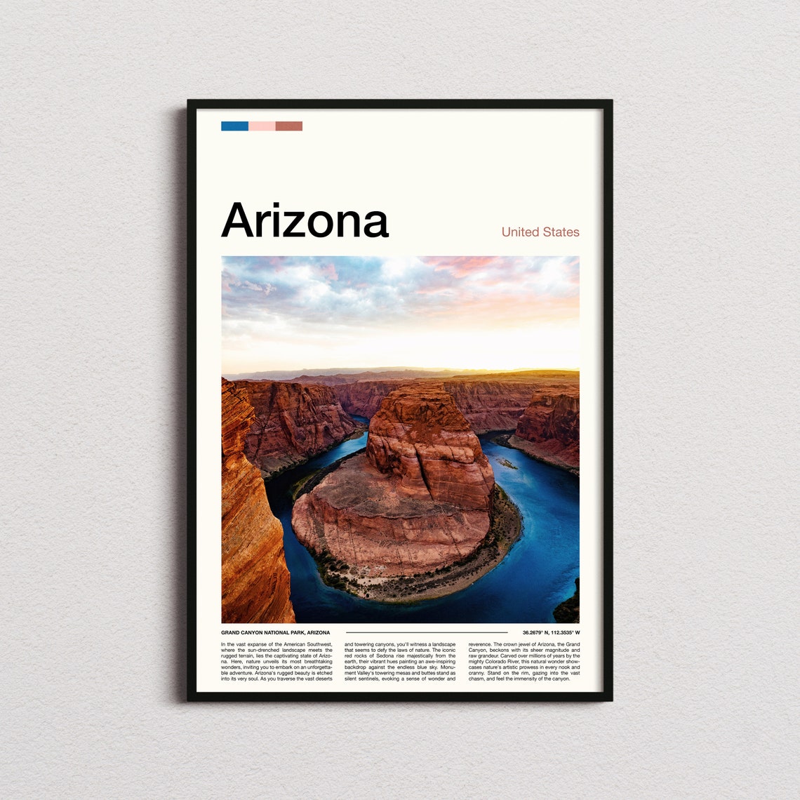 Arizona Horseshoe Bend Colorado River Canyon Sunset Landscape Poster