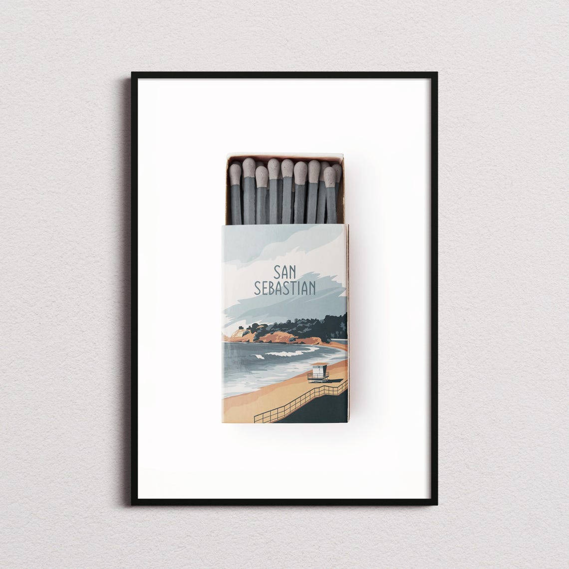 San Sebastian Beach Matchbox Art Lifeguard Tower Waves Poster