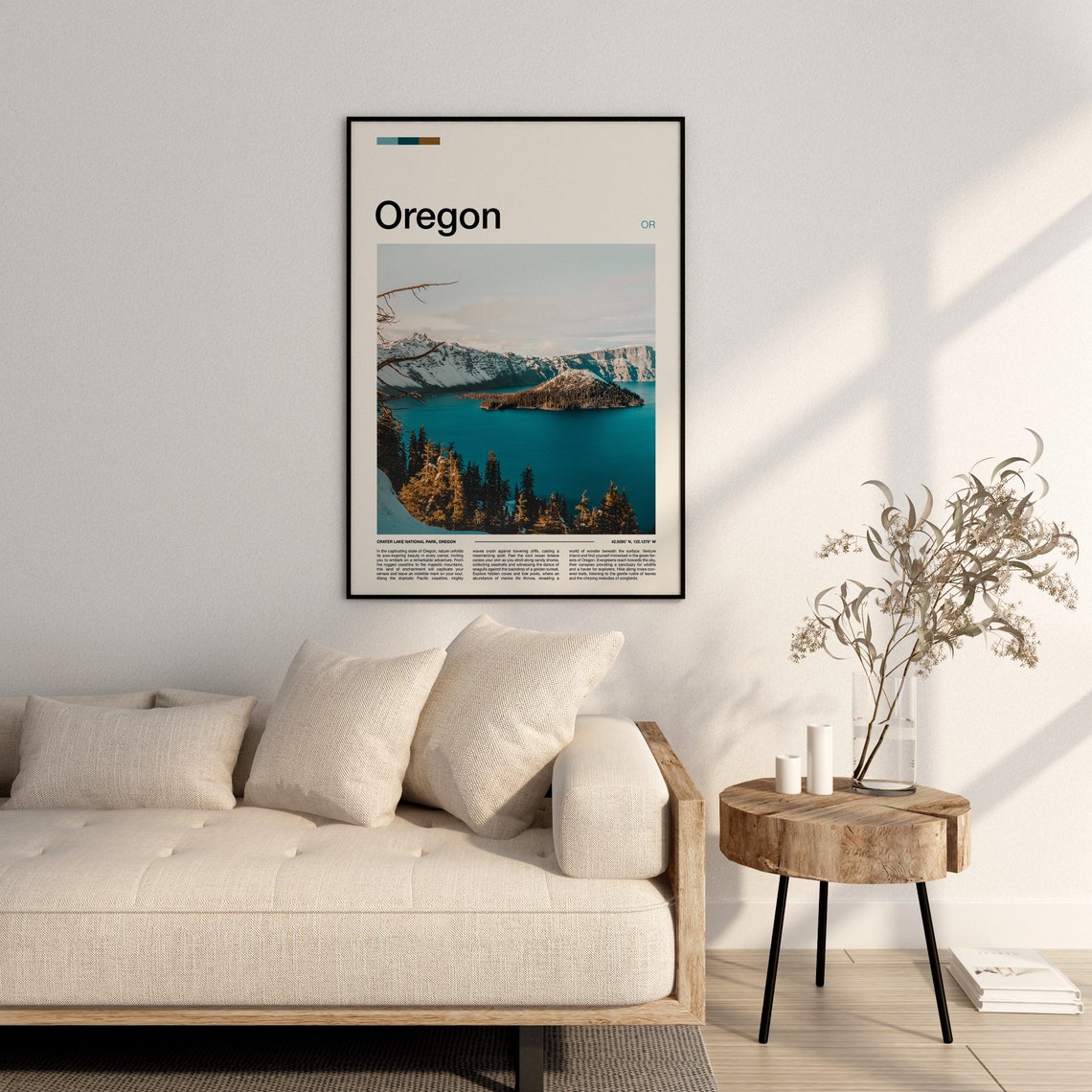 Oregon Crater Lake Winter Snowy Slopes Blue Water Photography Poster - Image 3