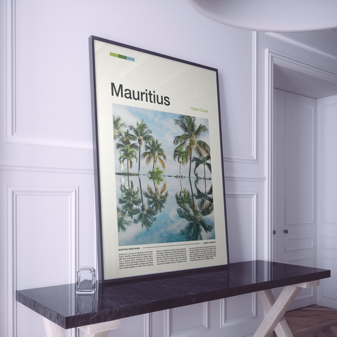 Mauritius Indian Ocean Palm Trees Infinity Pool Reflection Poster - Image 2