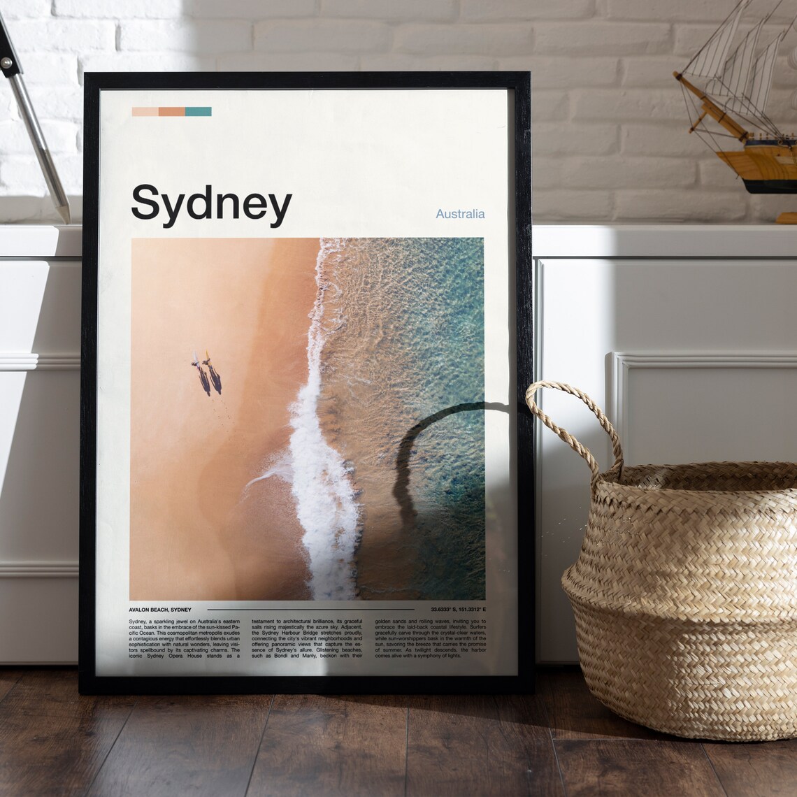 Sydney Australia Avalon Beach Aerial Surf Shoreline Photography Poster - Image 5