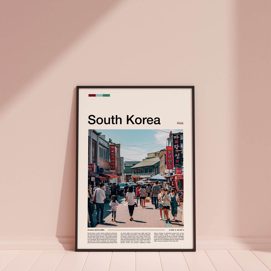 Incheon Chinatown Busy Street South Korea Minimalist Travel Poster - Image 4