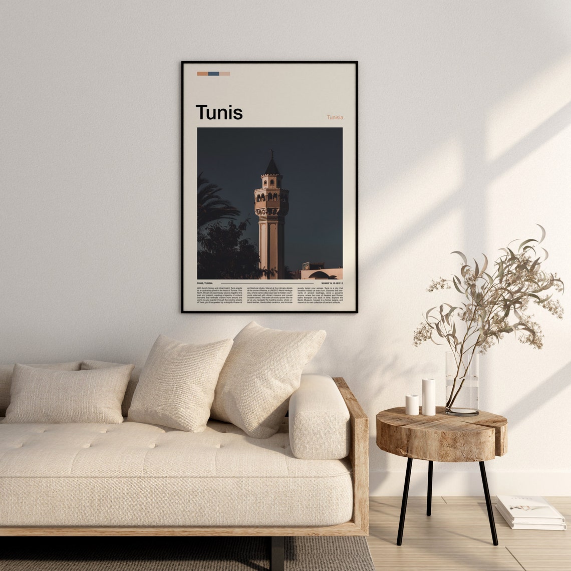 Tunis Tunisia Night Minaret Mosque Tower Travel Photo Poster - Image 2