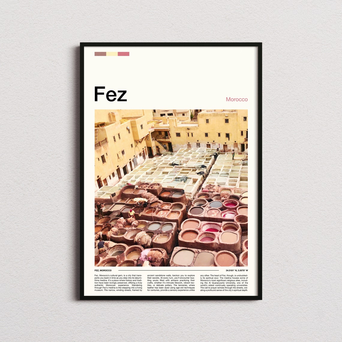 Fez Morocco Tannery Dye Vats Old Medina Craftsmanship Art Poster