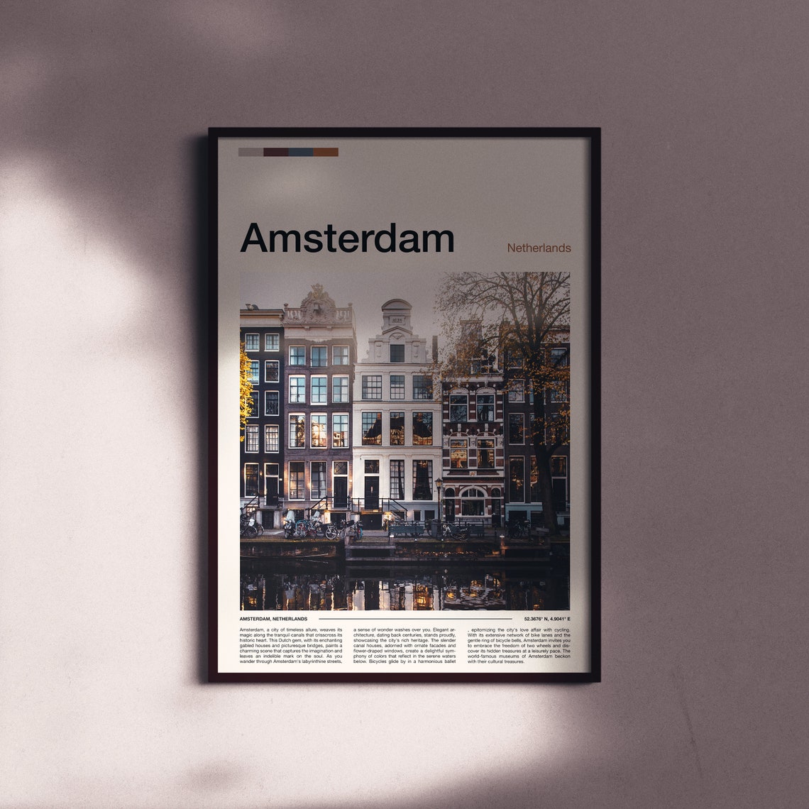 Amsterdam Netherlands Canal Houses Reflection Historic City Poster - Image 2