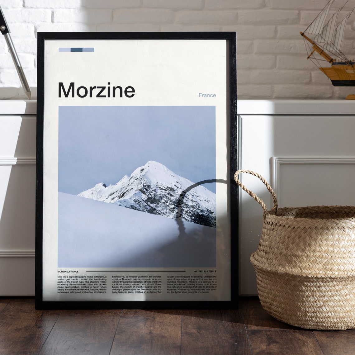 Morzine France Minimal Lone Snowy Summit Pale Winter Sky Poster - Image 5