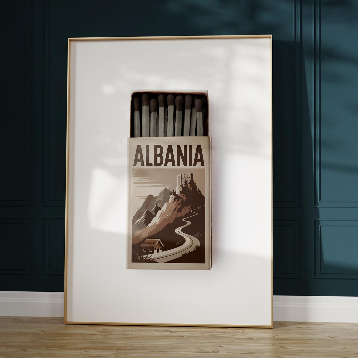 Albania Matchbox Mountain Castle Road Vintage Travel Art Poster - Image 5