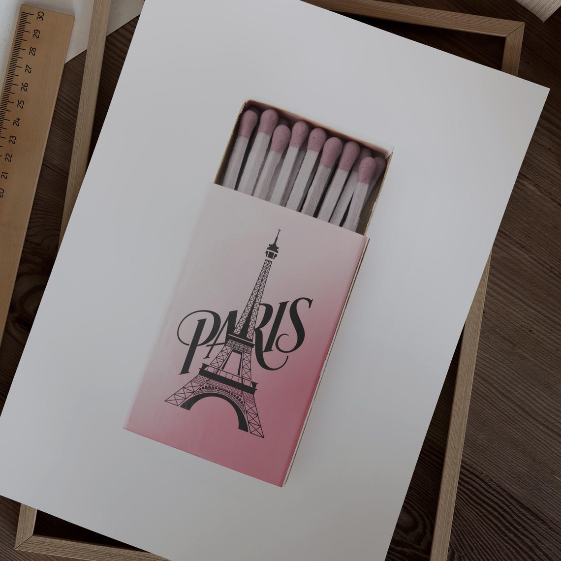 Paris Matchbox Eiffel Tower Pink France Vintage Travel Art Poster - Image 2