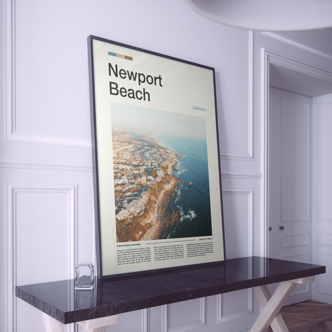 Newport Beach California Aerial Coastline Ocean View Travel Poster - Image 2