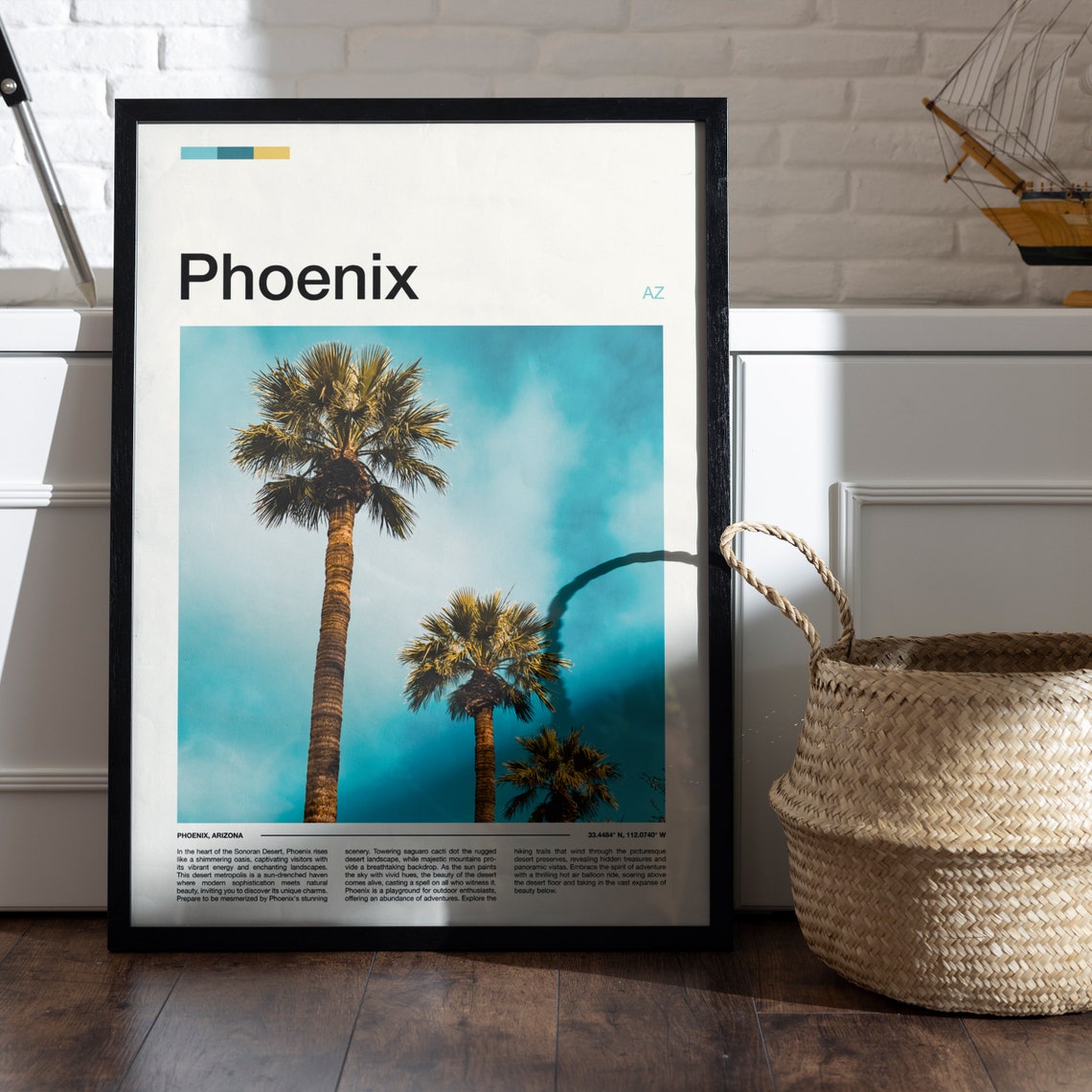 Phoenix Arizona Palm Trees Sunny Blue Sky Photo Poster Desert Art - Image 5