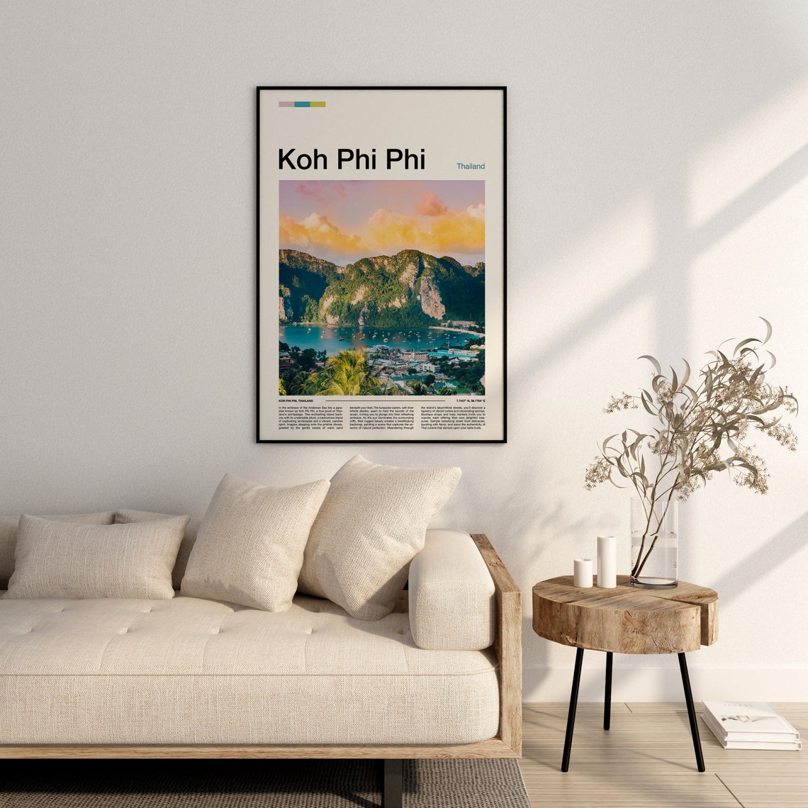 Koh Phi Phi Thailand Limestone Cliffs Sunset Bay Boats Travel Poster - Image 2