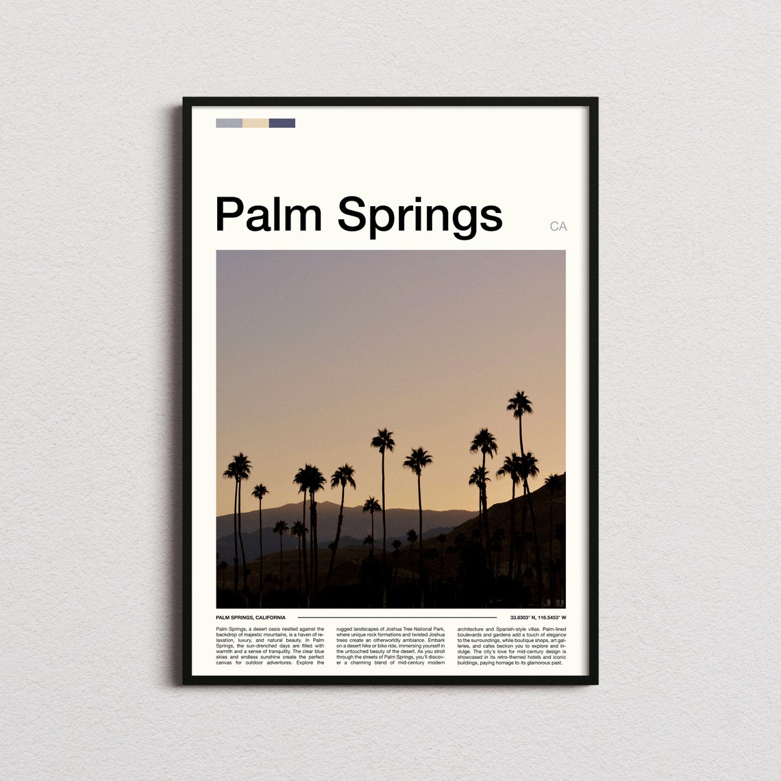 Palm Springs California Palm Trees Silhouette Sunset Photo Poster