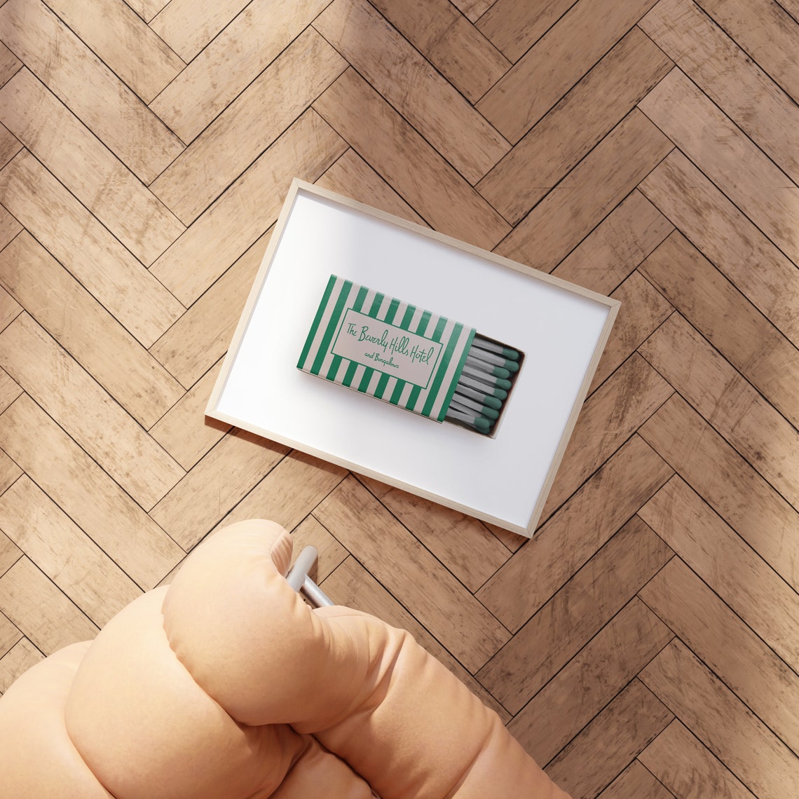 Beverly Hills Hotel Green Striped Vintage Matchbox Art Poster - Image 4
