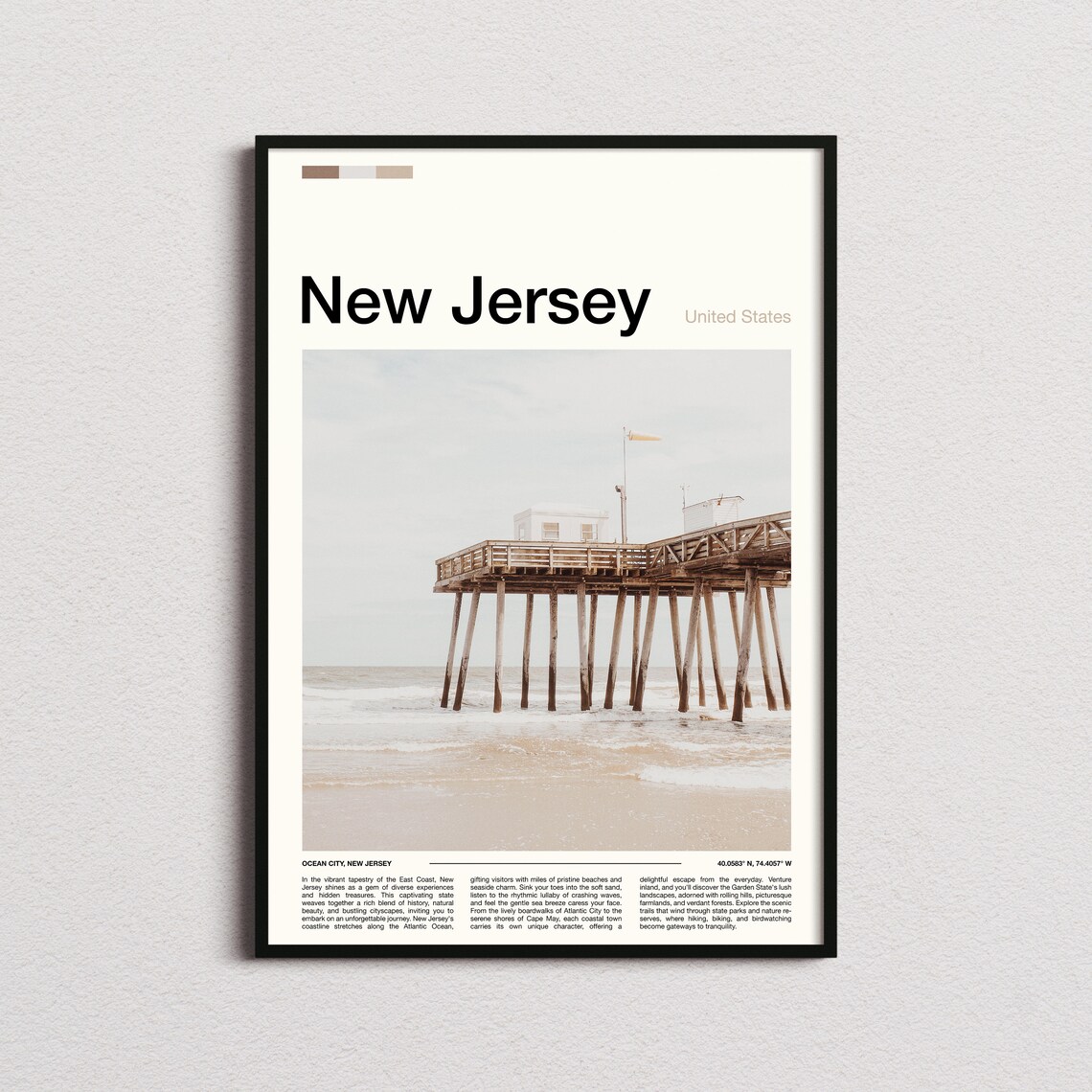 New Jersey Ocean City Fishing Pier Coastal Beach Sunrise Poster