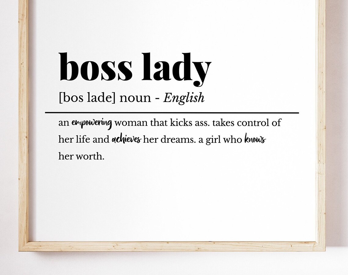 Boss Lady Definition Noun Dictionary Art Empowering Office Decor Poster