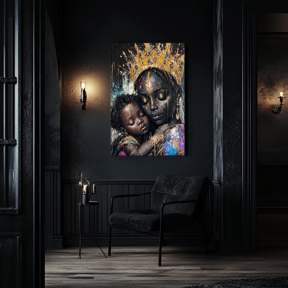 Erzulie Goddess Black Madonna With Baby, Art Print - Image 4