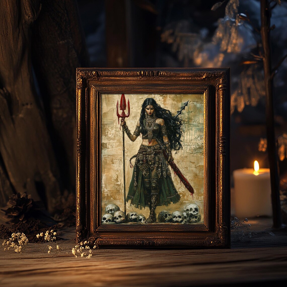 Durga Fantasy Art Print, Gothic Dark Art - Image 6