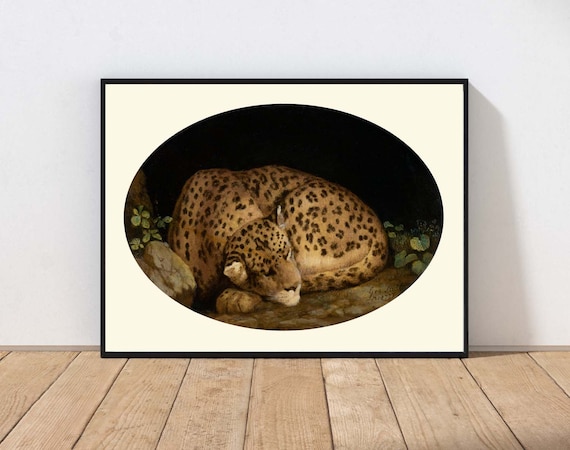 Vintage Leopard Print Wall Art Painting Rare Antique Jungle Animal Bedroom Living Room Home Decor Mailed Or Instant Anmr106