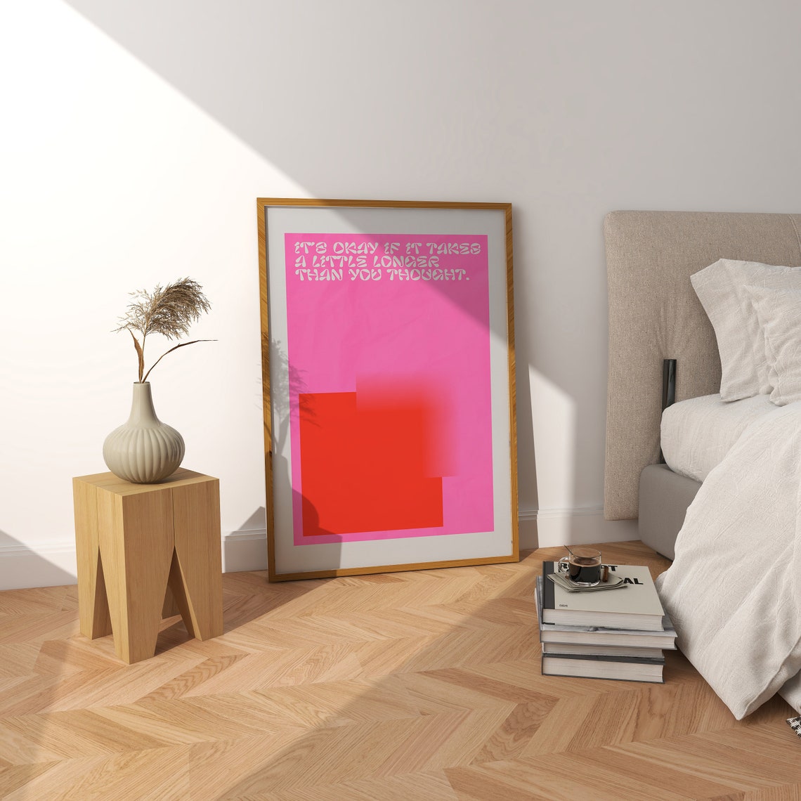 Its Okay If It Takes Longer Hot Pink Gradient Positive Poster - Image 3