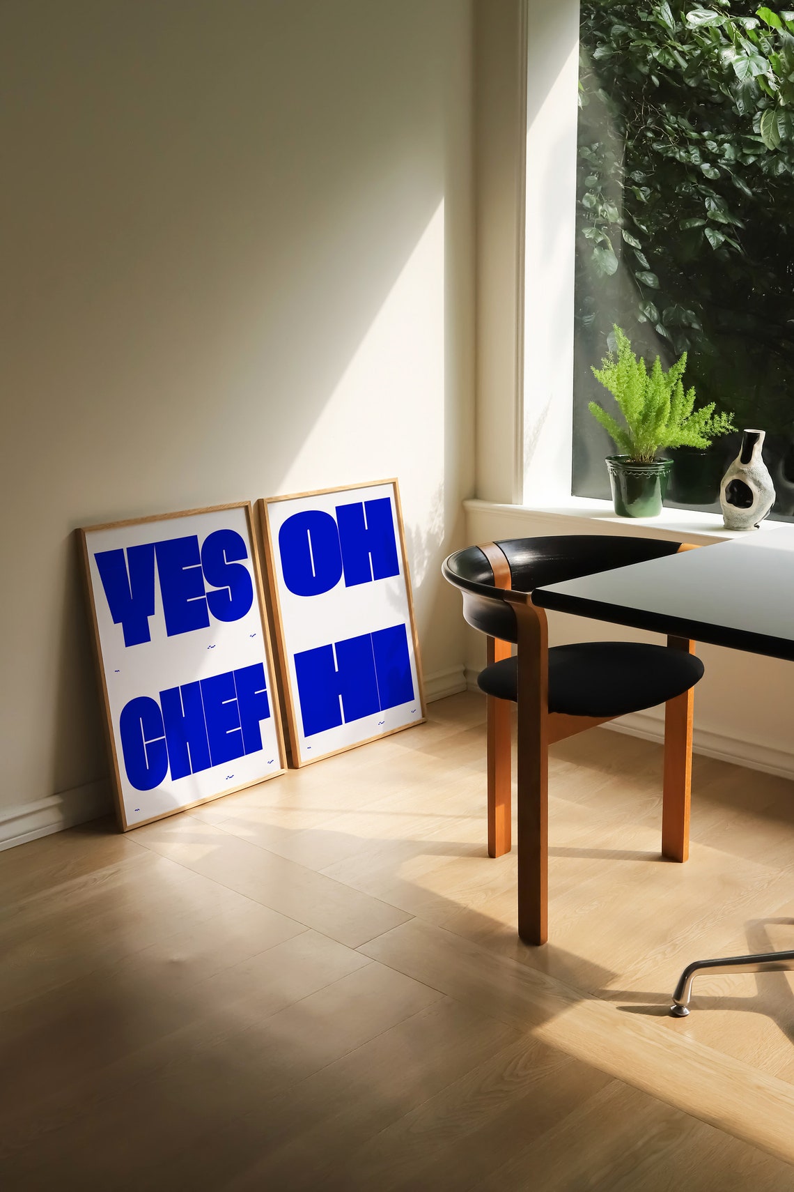 Yes Chef Poster Cobalt Blue Bold Typography Kitchen Wall Decor - Image 2