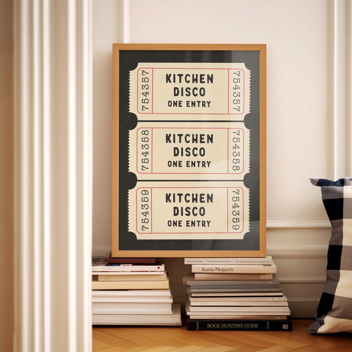 Kitchen Disco One Entry Vintage Ticket Trio Black Cream Wall Poster - Image 2