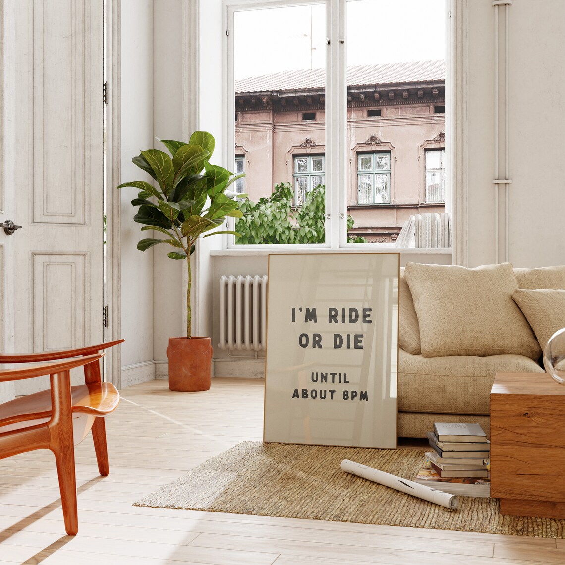 Ride Or Die Until 8pm Funny Typography Poster - Image 3