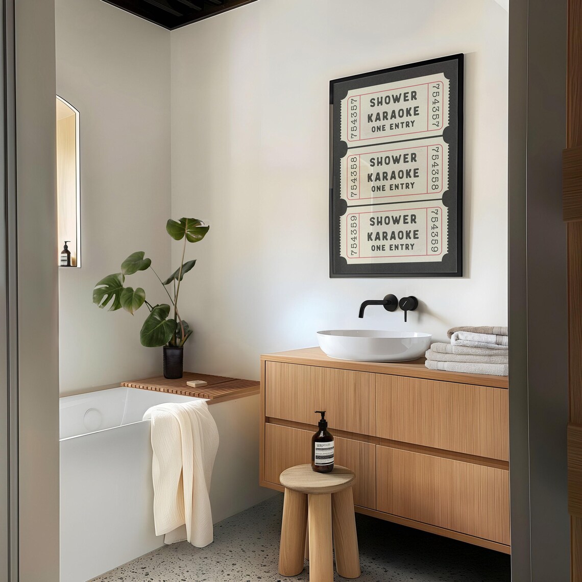 Shower Karaoke Ticket Print, Retro Bathroom Poster - Image 3