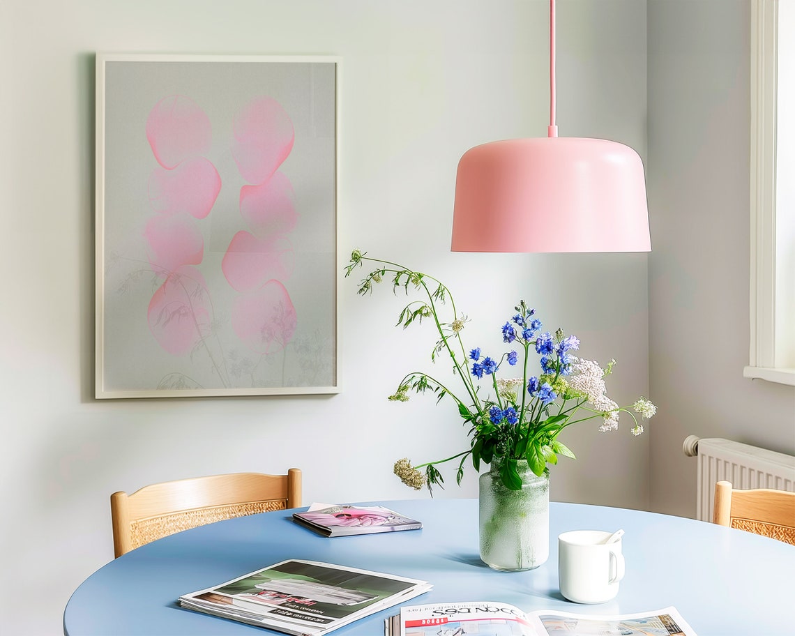 Abstract Pink Gradient Blobs Minimalist Organic Beige Wall Art - Image 2