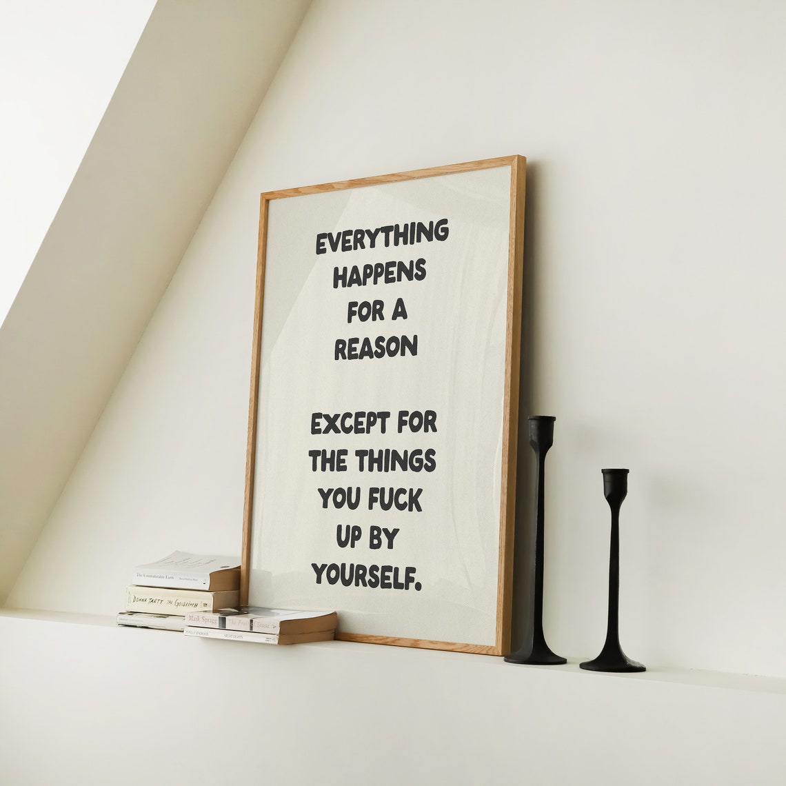 Everything Happens For A Reason Sweary Honest Quote Cream Poster - Image 2