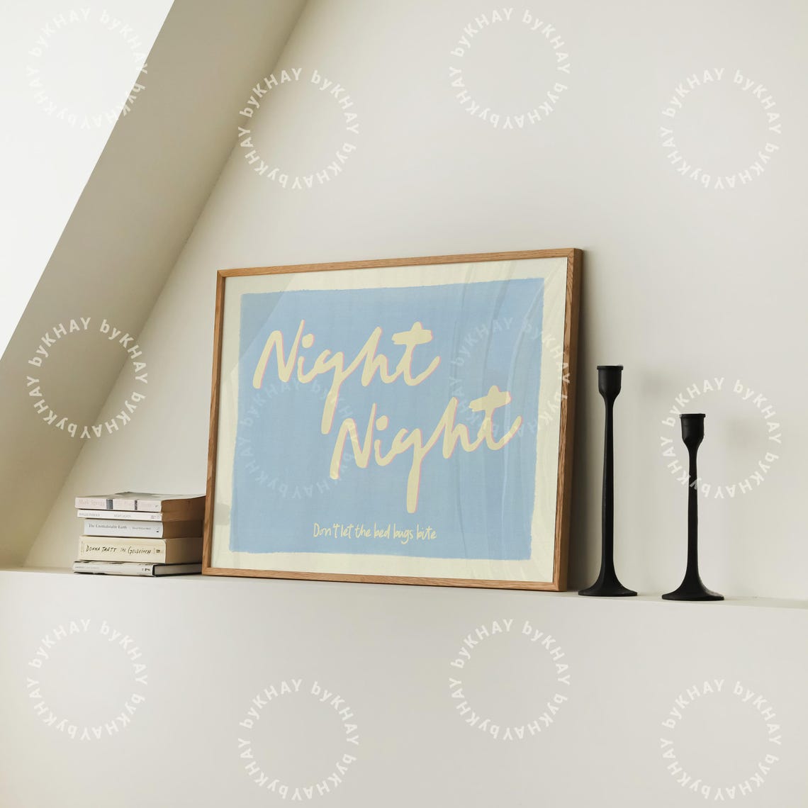 Night Night Do Not Let The Bed Bugs Bite Blue Script Wall Art - Image 3