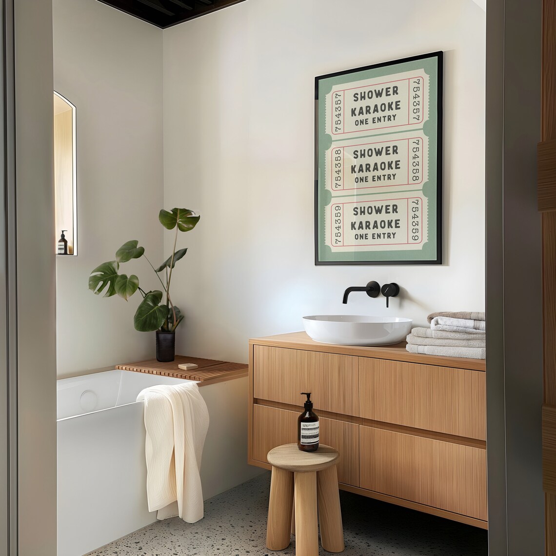 Shower Karaoke Ticket Bathroom Retro Decor Poster - Image 2