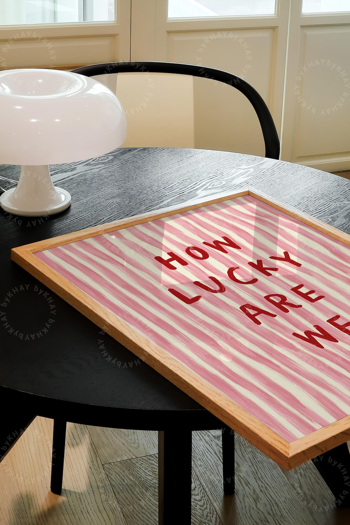 How Lucky Are We Quote Print, Trendy Stripe Aesthetic - Image 3