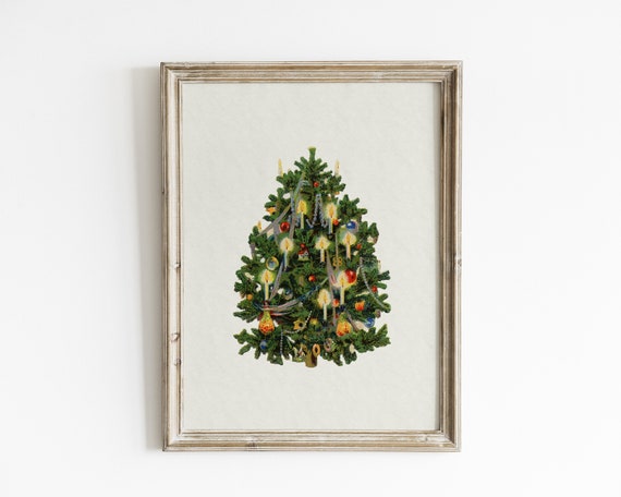 Retro Christmas Tree Art Print, Vintage Holiday