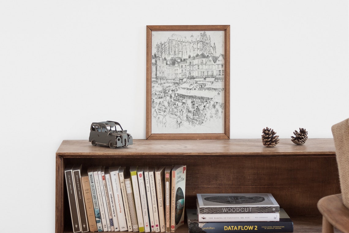 Vintage French Market, Paris Sketch Art Print - Image 2