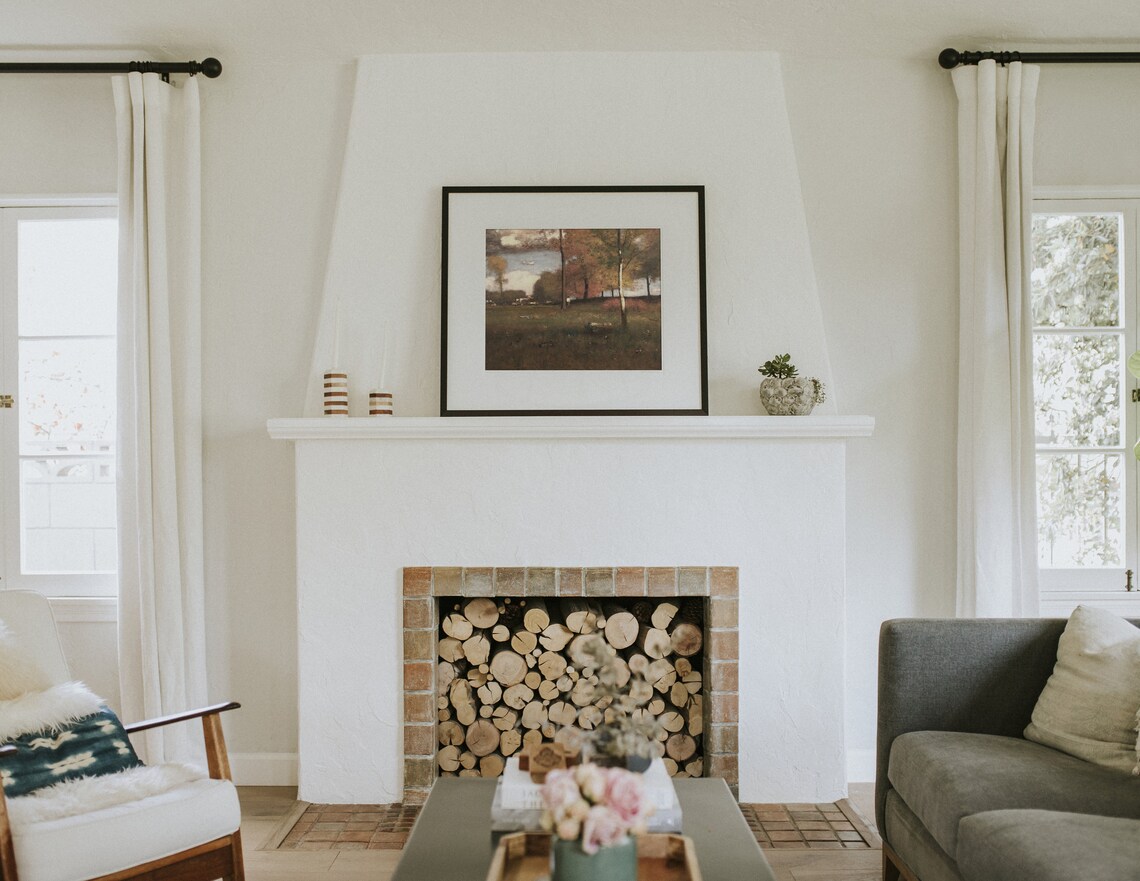 Moody Autumn Landscape Painting, Vintage Rustic Decor - Image 2