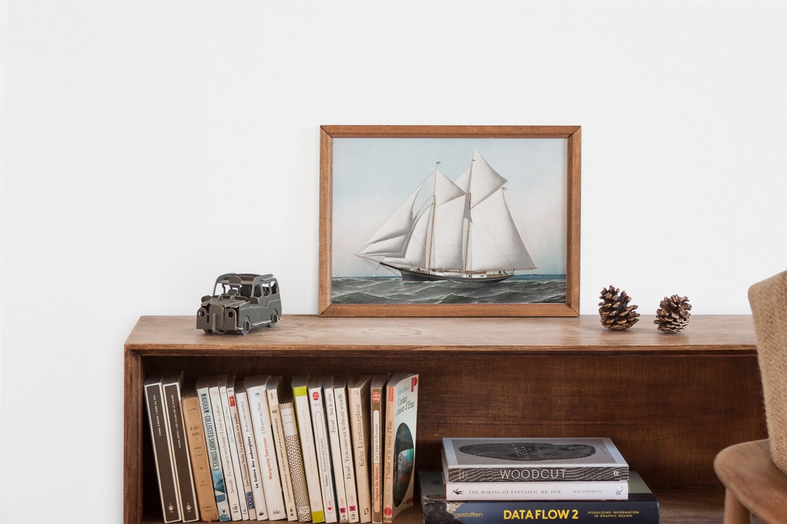 Vintage Nautical Ship Painting Antique Seascape Art - Image 2