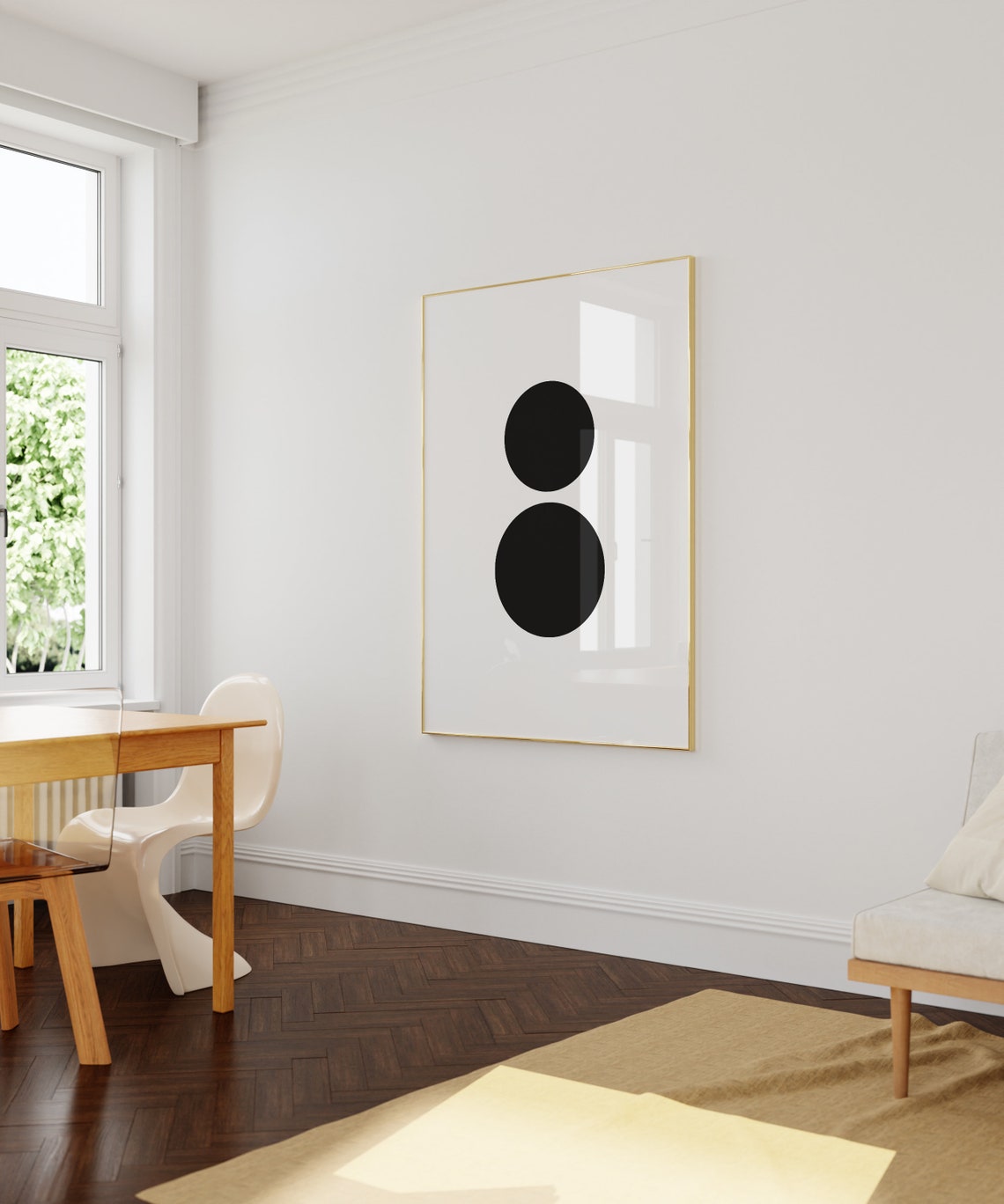 Black Double Circle Minimalist Abstract Bauhaus Geometric Poster - Image 4