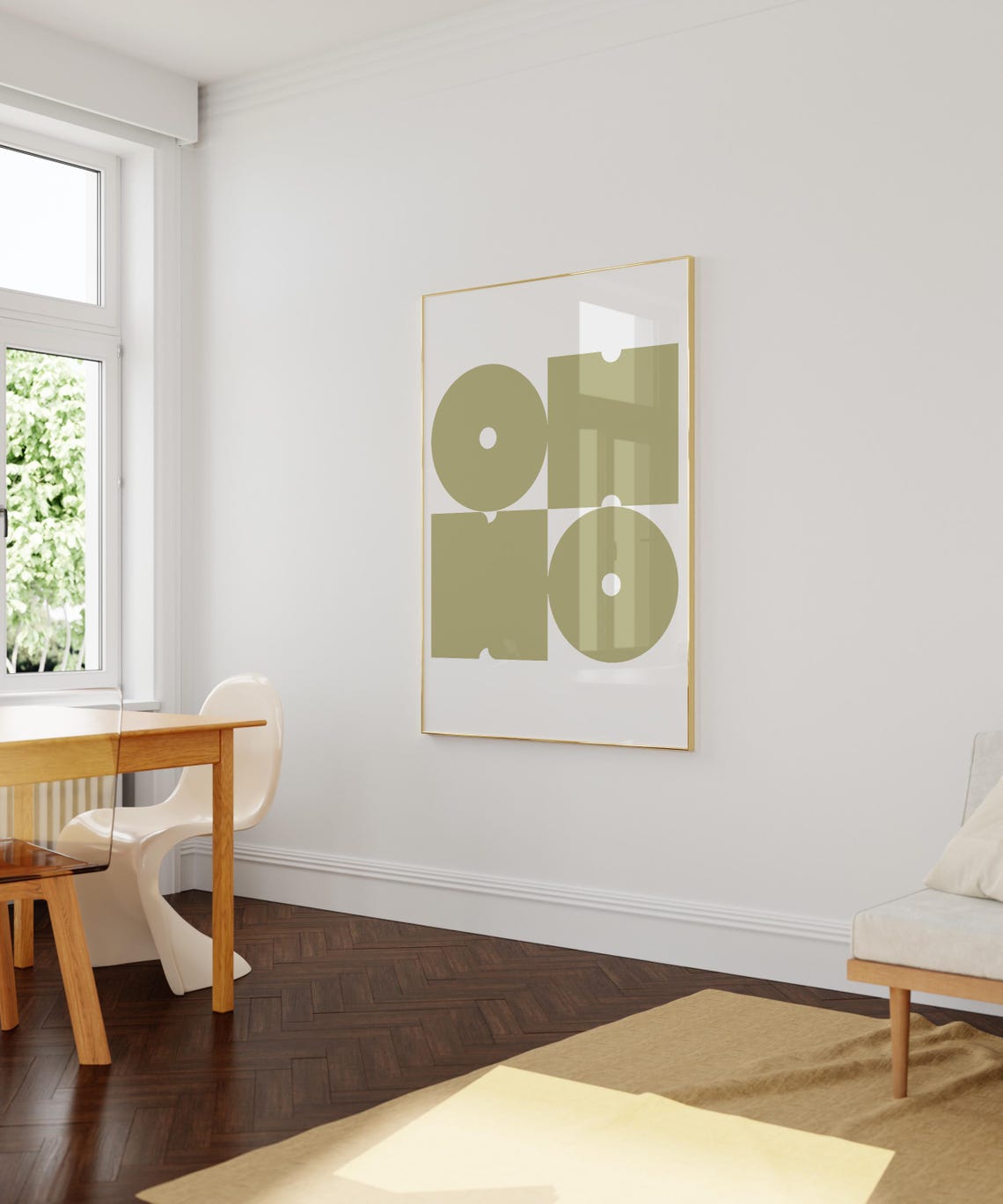 Modern Olive Green Bauhaus Geometric Circle Art Abstract Poster - Image 2