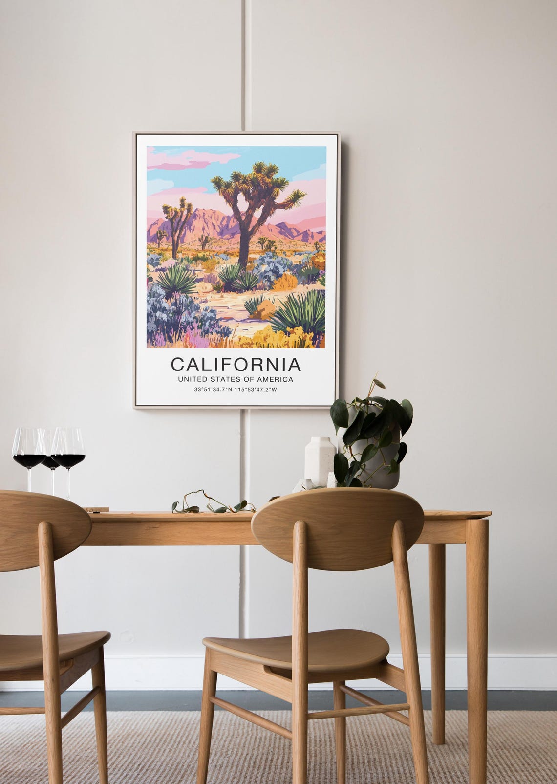 California Joshua Tree Travel Poster Desert Sunset Illustration Art - Image 2