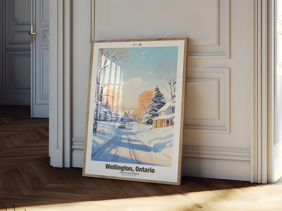 Wellington Ontario Canada Snowy Small Town Street Winter Travel Poster - Image 2
