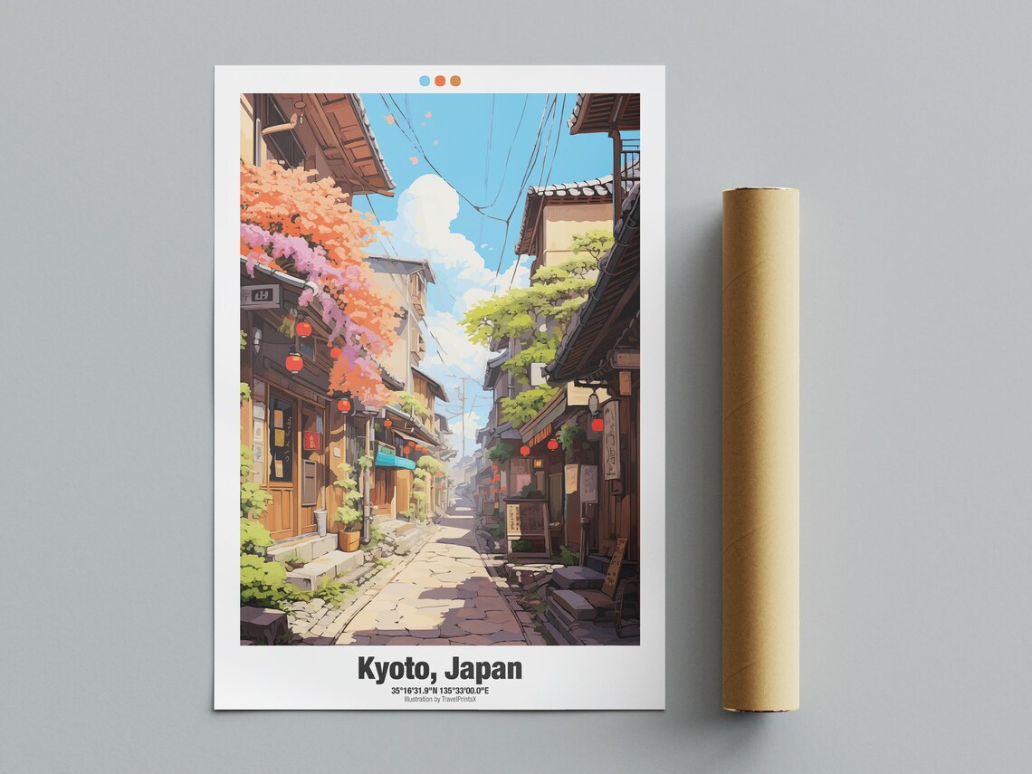 Kyoto Japan Old Town Lantern Street Cherry Blossom Alley Travel Poster - Image 4