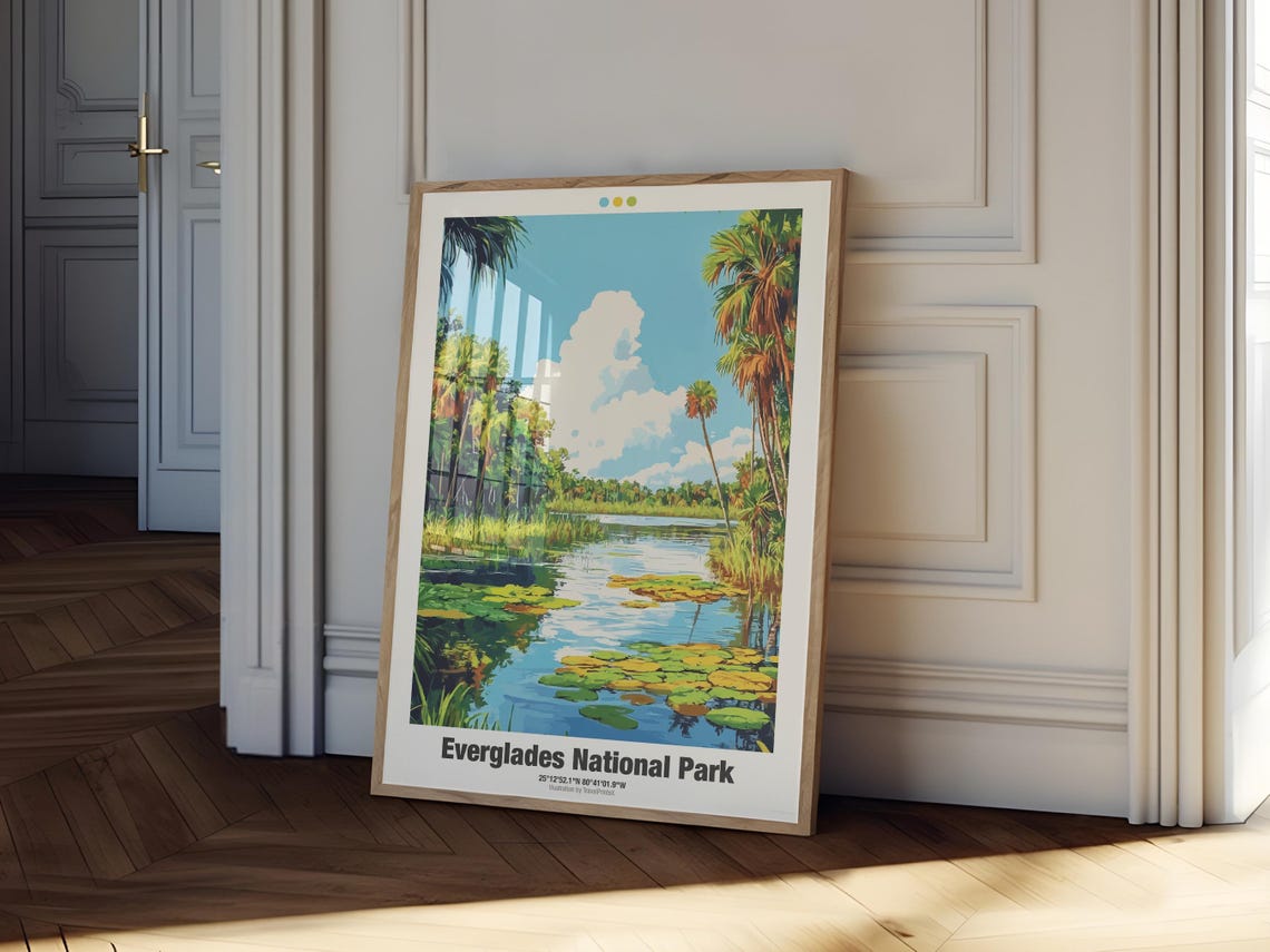 Everglades National Park Poster Florida Wetlands Lily Pads Artwork - Image 2