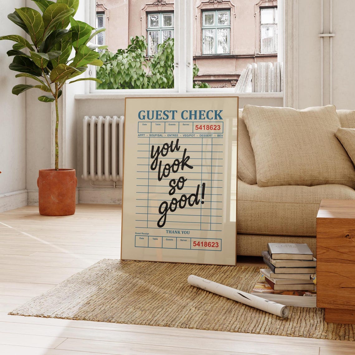 You Look So Good Retro Guest Check Receipt Diner Wall Poster - Image 4