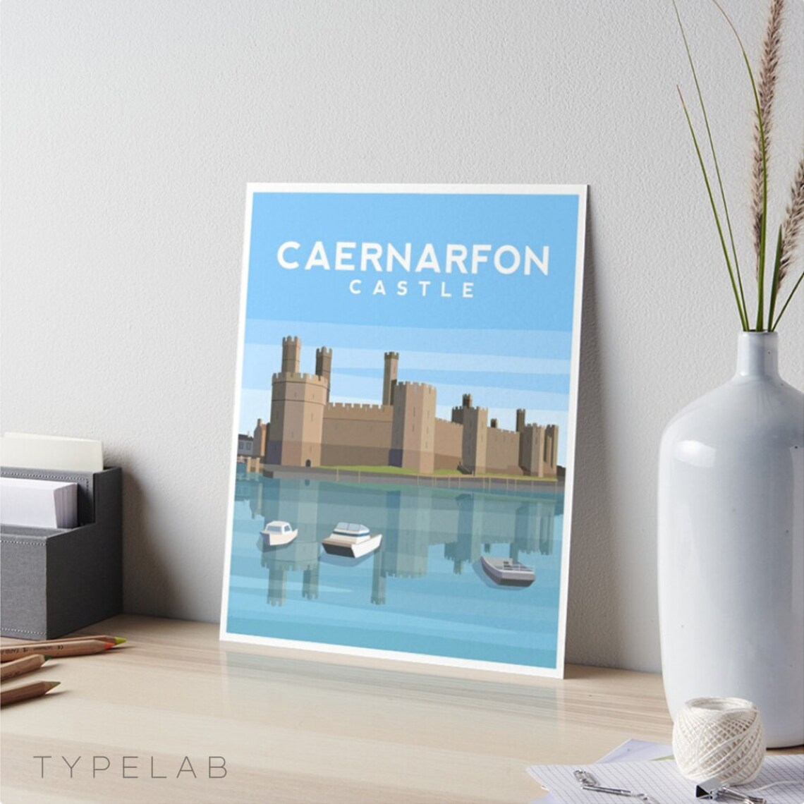 Caernarfon Castle Travel Poster, North Wales Landscape - Image 2